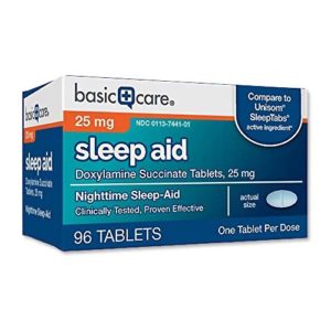 Basic Care Sleep Aid Doxylamine Succinate Tablets 25 mg, 96 Count